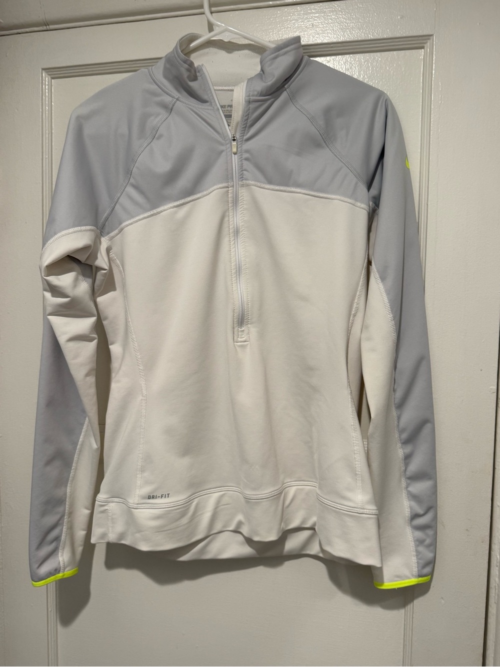 Nike Pro Light Gray and White Half-Zip Athletic Pullover